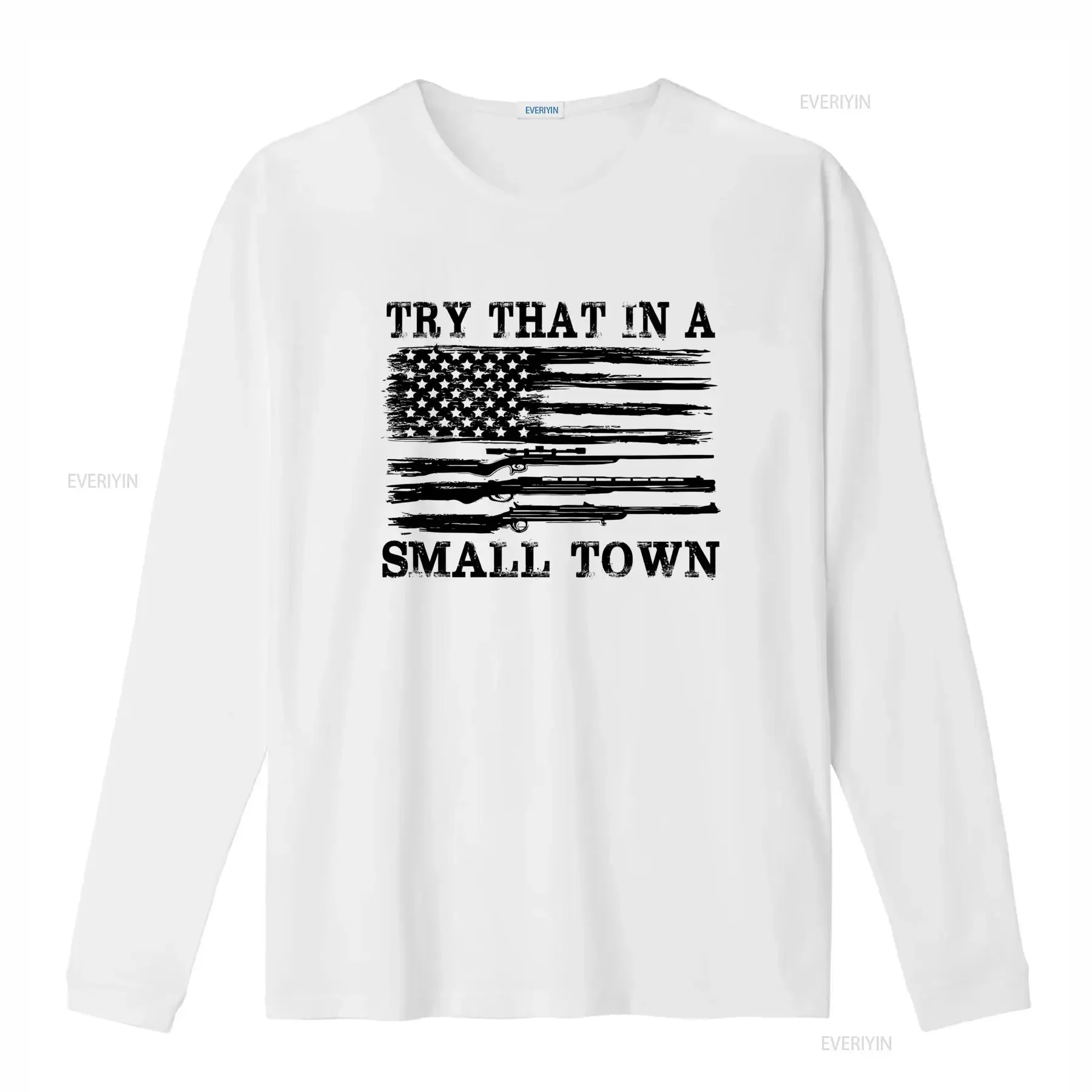 Try That In A Small Town Country Music Patriotic Rifle American Flag Design Men's T Shirt vintage Washed Comfortable Unisex