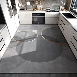 Oil-proof and Waterproof PVC Leather Large Area Rug, Modern Floor Mat, Kitchen Carpet, Home Decoration