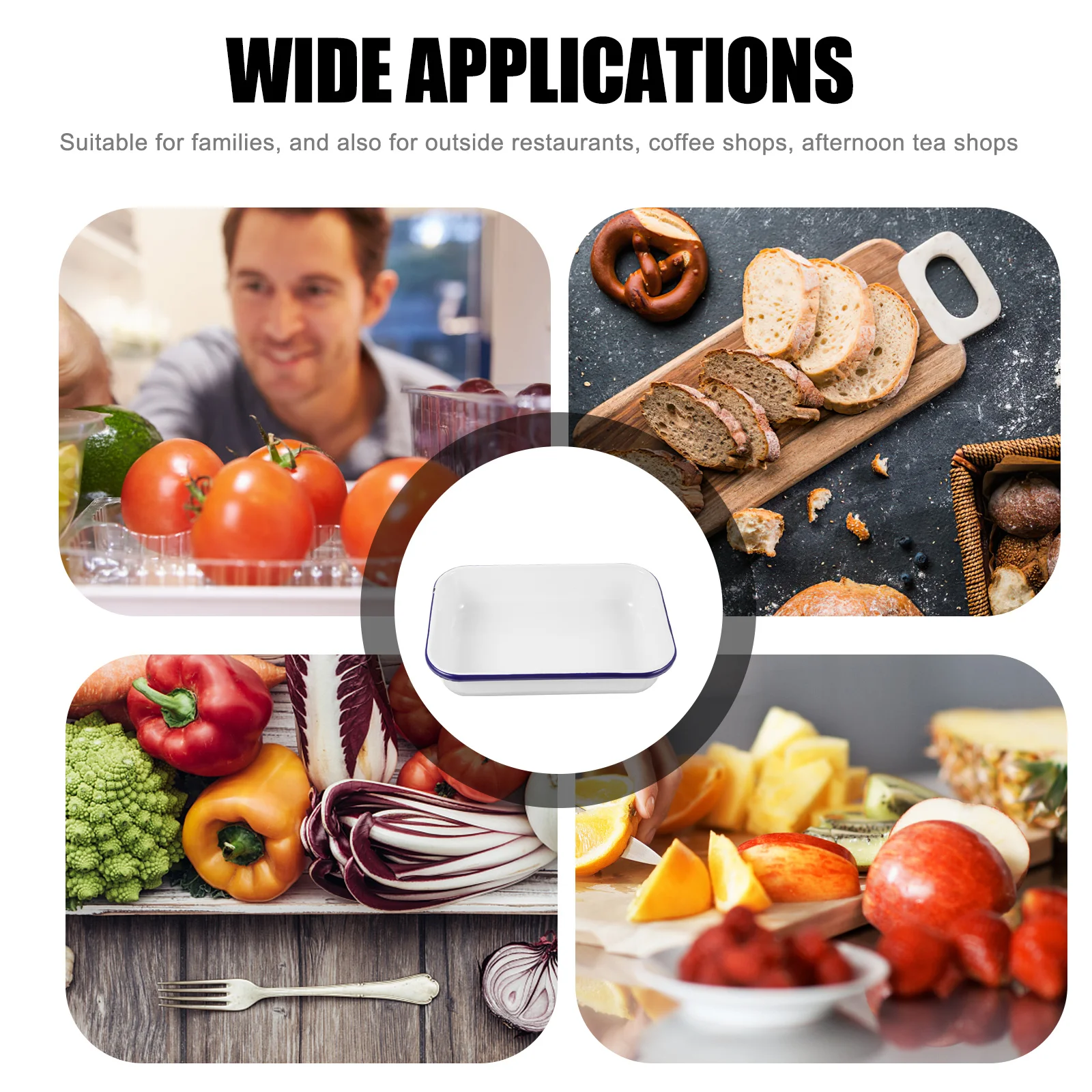 

Enamel Baking Tray Heat-Resistant Non-Stick Storage Pan Multifunctional Kitchen Restaurant Use Enamel Baking Tray