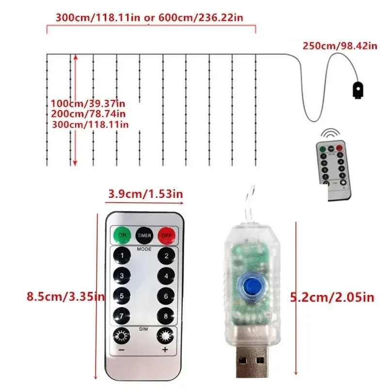 寝室用LEDカーテンライト,妖精,クリスマス,結婚式,家,寝室の装飾,照明,USB, 3x 3/3x 2/3x1, 1個