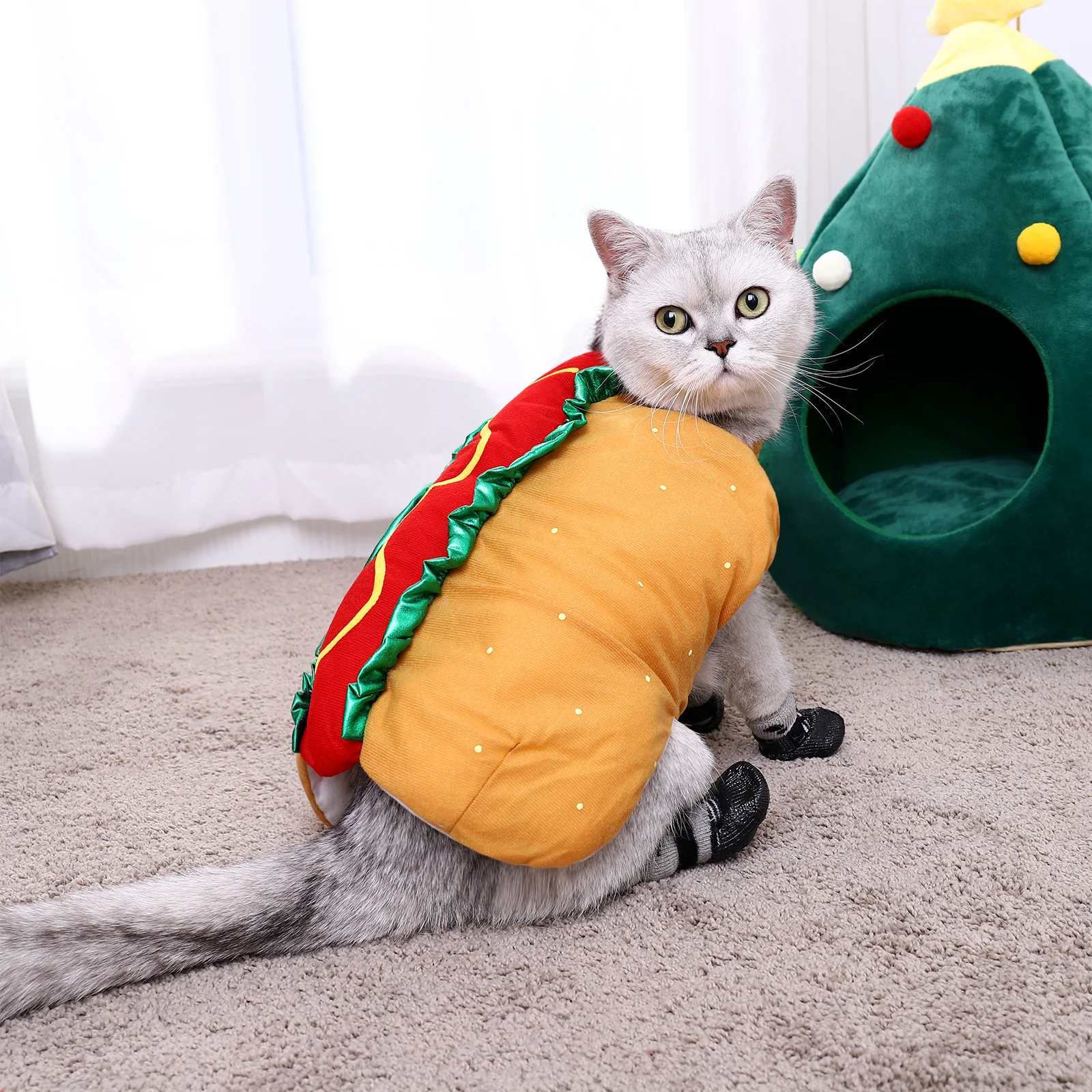 

1Pcs Hot Dog Costume for Pet Funny Dog Cat Cosplay Party Night Festival Wearable Comfortable Material Photo Props