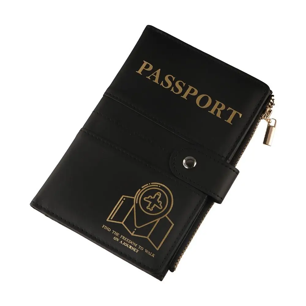 

Card Slot Blocking Passport Holder Waterproof PU Leather ID Card Case Portable Anti-Lost Passport Travel Wallet Vaccine Card