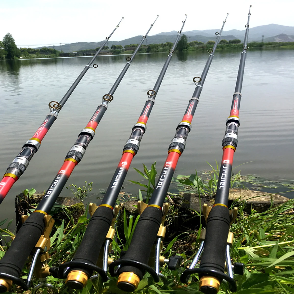 Telescopic Fishing Rod 2.1M-3.6M Ultralight Carbon Fiber Long Casting Spinning Pole Lure Weight 10-60g Pesca