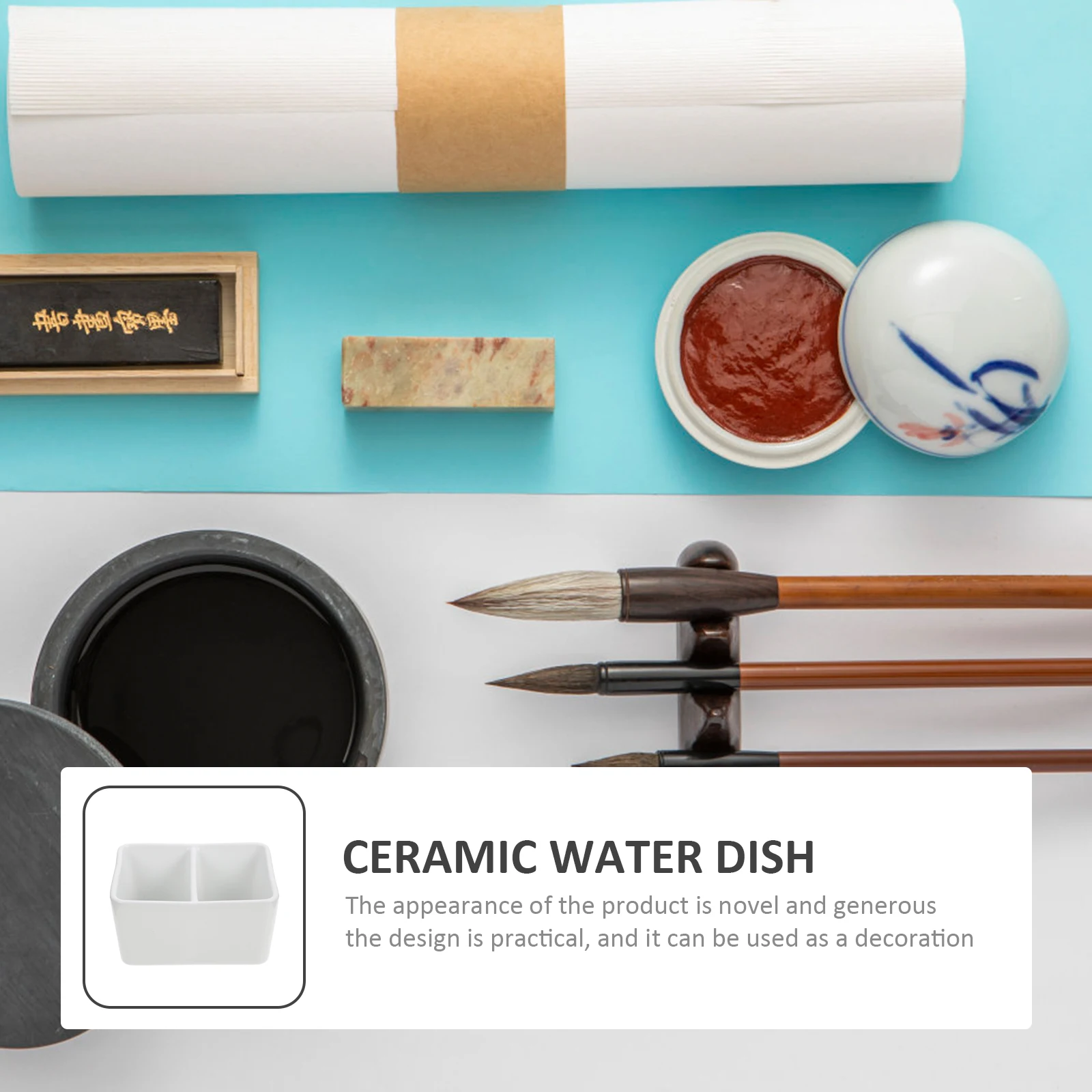 

Sturdy Ceramic Ink Dish Large Capacity Pen Washing Plate for Calligraphers Teachers Artists Lightweight Easy to Carry Convenient