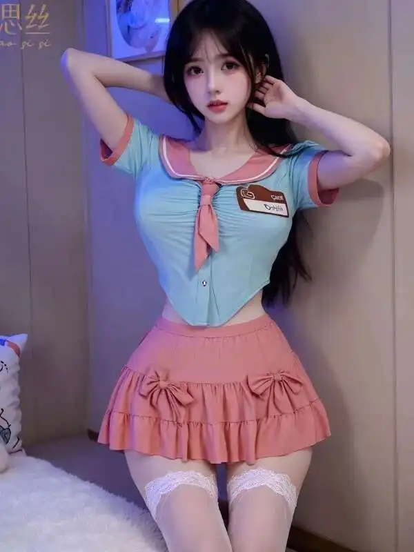 Dolce piccante ragazza fiocco camicia a maniche corte top torta mezza gonna a due pezzi set stile college estivo JK dolce set da donna 2025 nuovo CFQ1