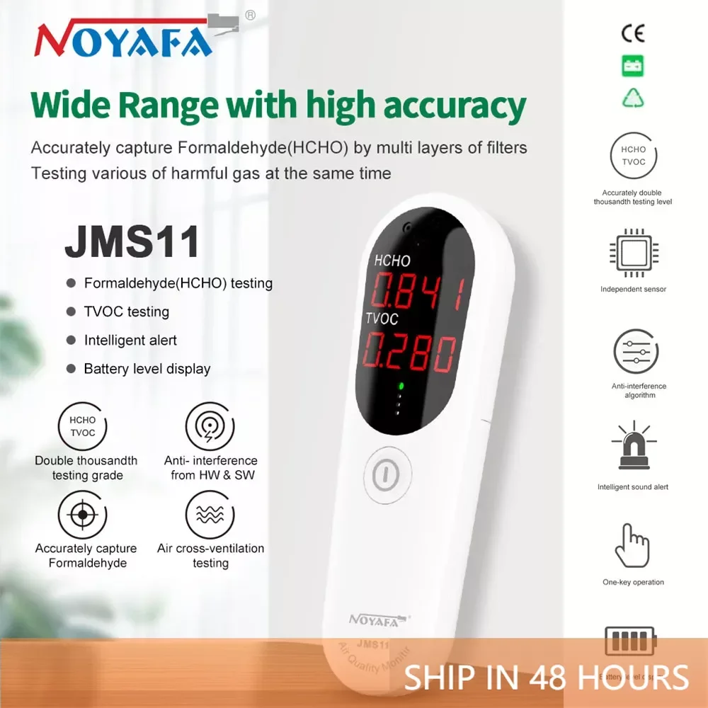 NOYAFA JMS11 PH Meter Digital Air Quality Monitor Formaldehyde TVOC Meter Portable Sensor Tester