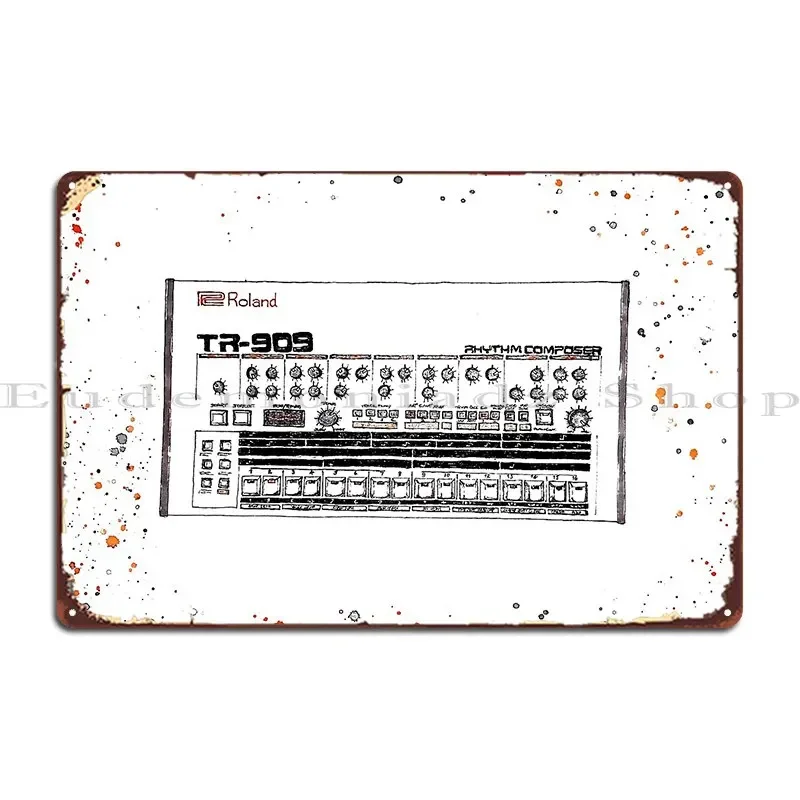 Roland Tr 909 Iconic Drum Machine Metal Sign Wall Decor Wall Decor Designing Designing Wall Cave Tin Sign Poster