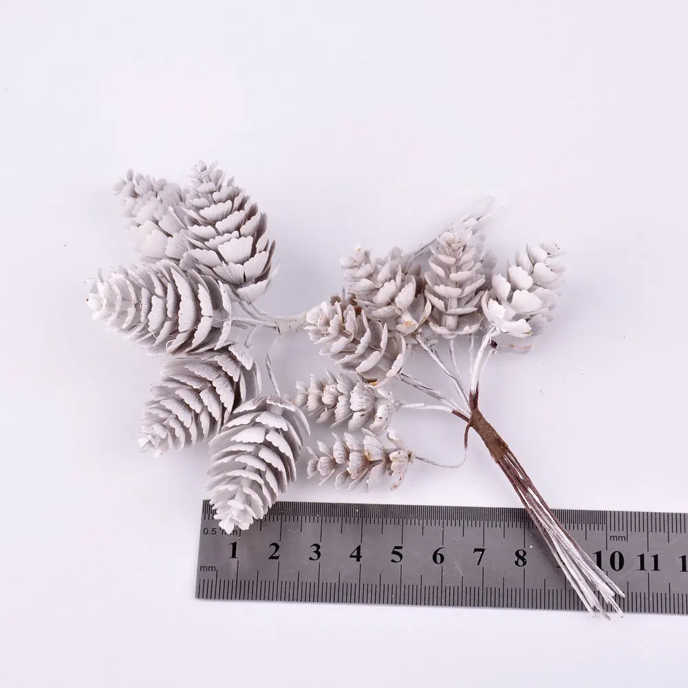 10Pcs Christmas Artificial Flowers Pine Cone Holly Branch Pick Flower Wreath Decor New Christmas Tree Decoration Home Decor