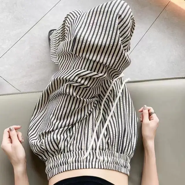 

American Retro Vertical Striped Pants Small Elastic Waist Walk Straight Pants Summer Thin Ice Silk Wide-leg Pants Women