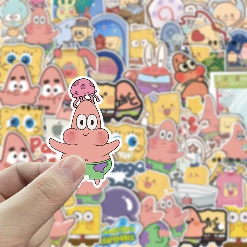 50 sztuk Cartoon śliczne SpongeBob SquarePants Patrick Star naklejki etui na telefon komórkowy Notebook walizka naklejki dekoracyjne hurtownia