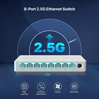 Tenda SM108 8 Port 2.5G Gigabit Ethernet Switch 40Gbps Switching Capacity 100/1000/2500Mbps Network Switch Desktop Wall Mount