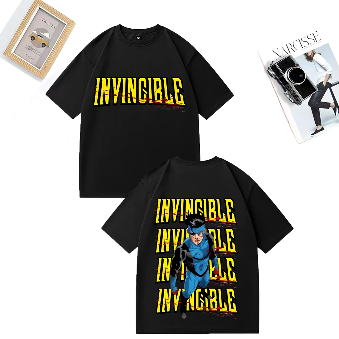 Invincible Mark Superhero T-shirt Men Woman Anime O-Neck Hip Hop streetwear vintage Oversized Cotton short sleeve t-shirts