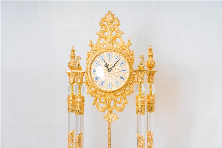 

Antique Style Golden Copper Luxury Vintage Grandfather Clock Home Decor Standing Floor Clocks