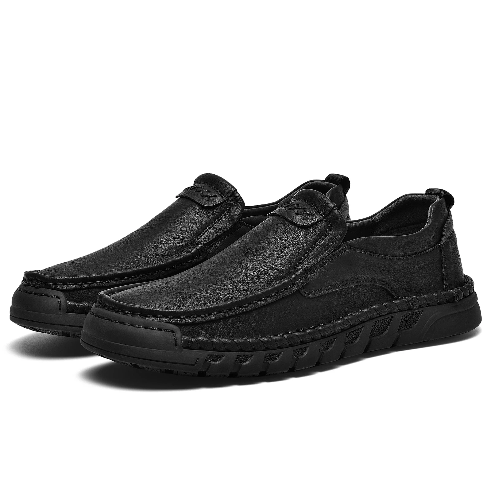 Handmade Men's Split Leather Casual Shoes Men's Sewing Diriving Shoes Hot Sale Male Fashion Moccasins Tooling Shoes Plus Size