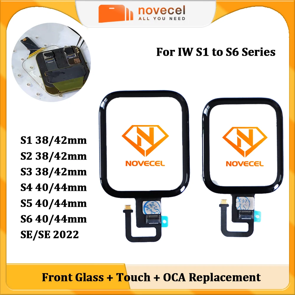 Novecel 2PC Digitizer z ekranem dotykowym + folia OCA do Apple Watch 38mm 40mm 42mm 44mm 45mm 49mm 3 4 5 6 SE LCD Display Lens Replace
