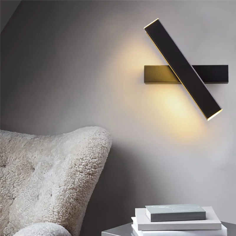 【Off-Shelf】Nordic Simple LED Wall Lamp Rotatable Bed Bedroom Wall Lamp Living Room Study Corridor