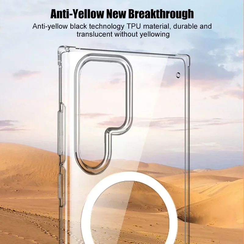 Upgraded Luxury For Magsafe Magnetic Clear Case For Samsung Galaxy S24 S23 S22 Ultra Transparent Cases Phone Cover Accessories