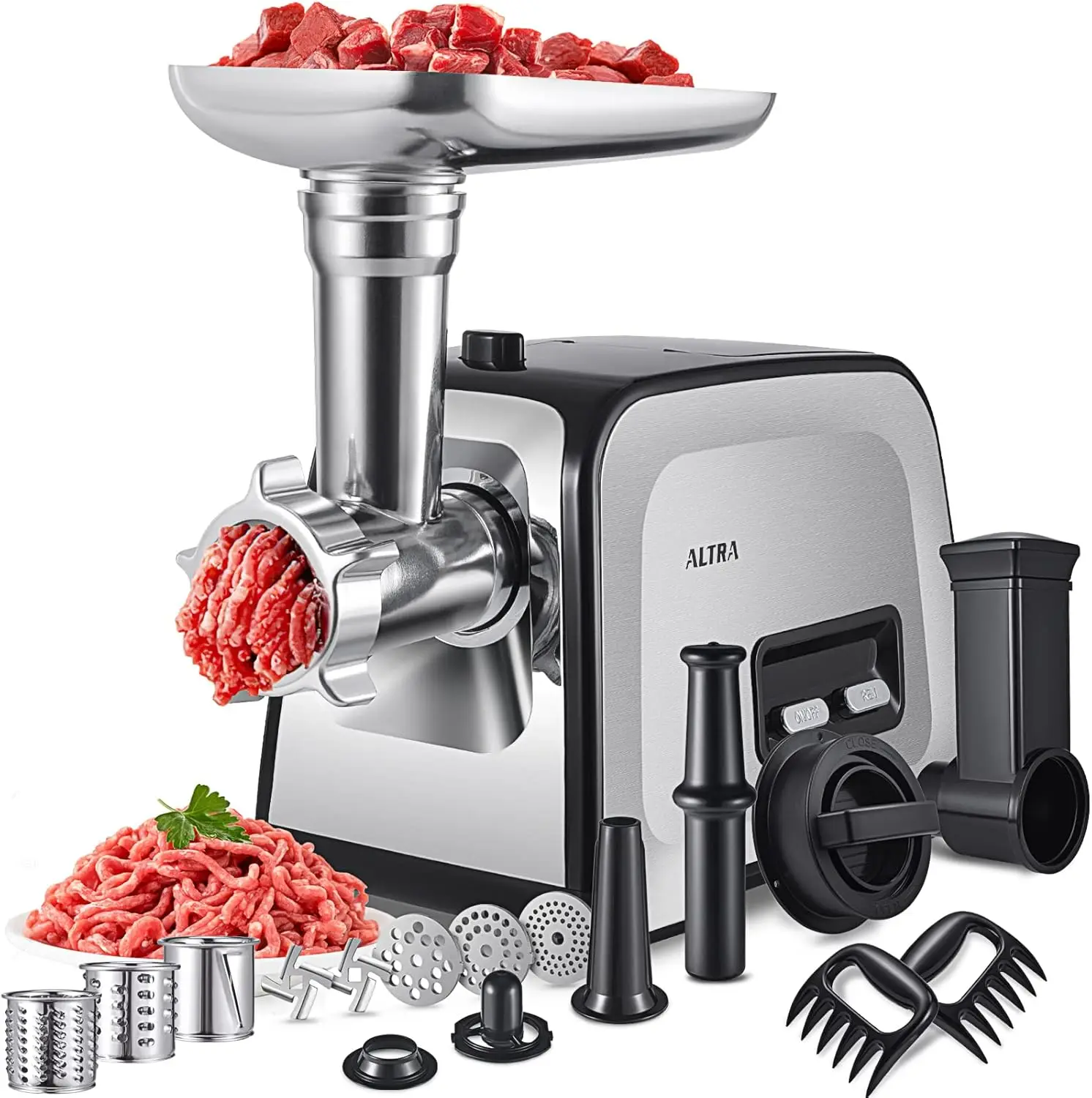 

Meat Grinder, Sausage Stuffer, [2800W Max] Electric Meat Mincer with Stainless Steel Blades & 3 Grinding Plates,Sausage Maker &