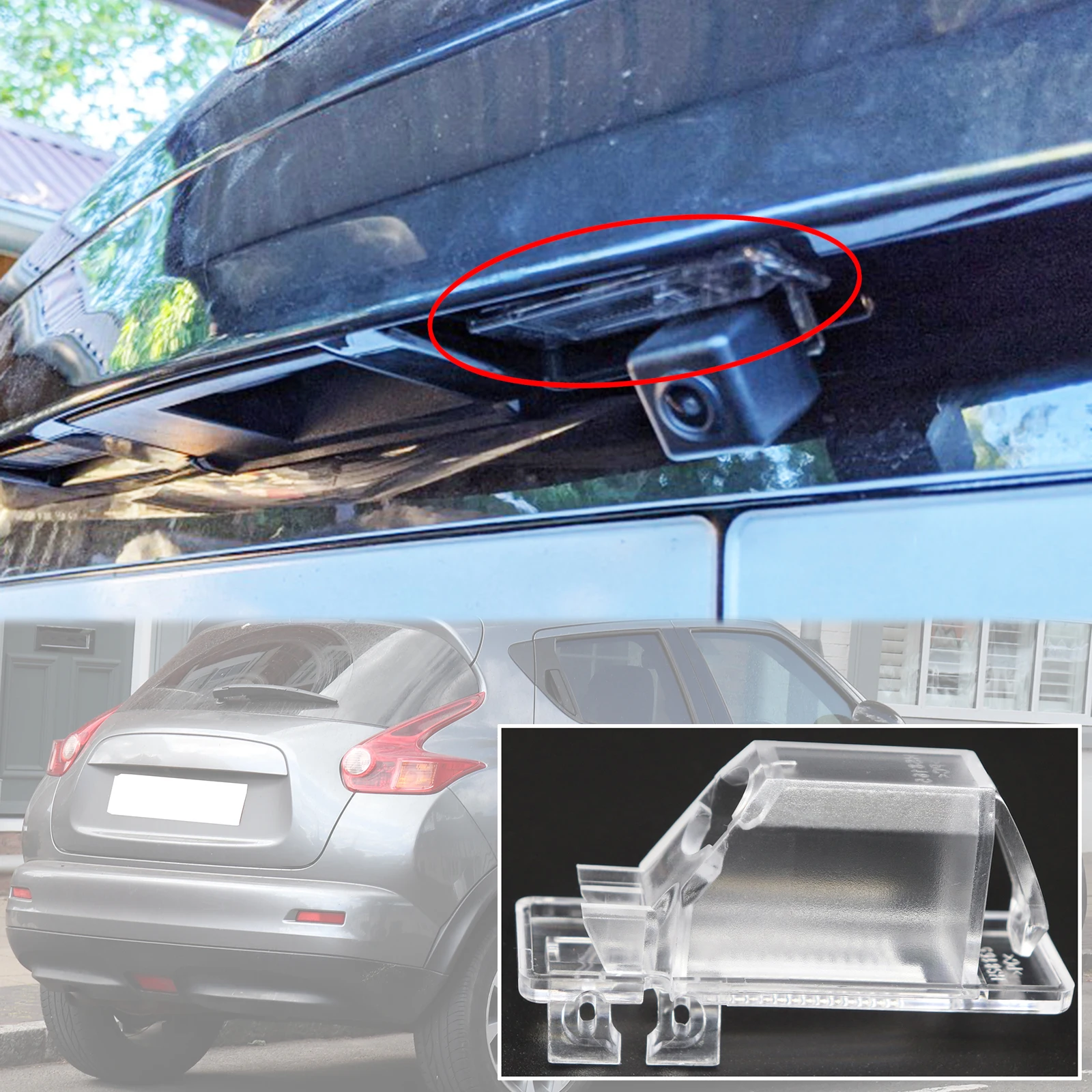 For Nissan Juke F15 2018 2017 2016 2015 2014 2013 2012 2011 2010 Rear View Camera Bracket Housing License Plate Case Accessories