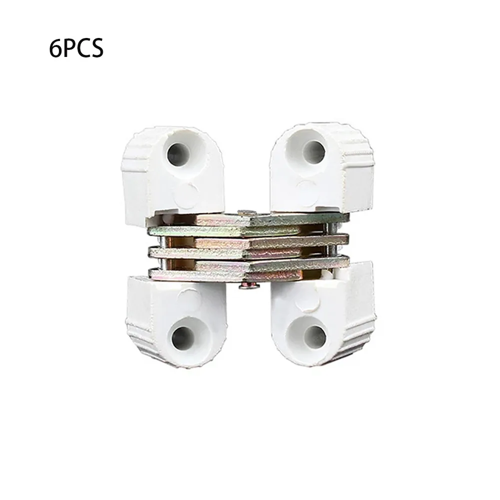 6Pcs Invisible Cross Hinge Repair Kit Folding Door Closer Table Connector Cabinert Chair Furniture Hardware Accessories
