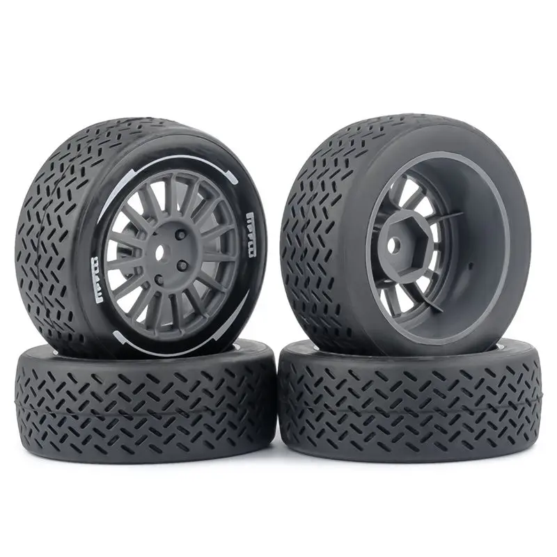 FBIL-WRC Rally Tires 1/14 Scale, 4PCS Rubber Wheels For MJX, Tamiya M Chassis, RX12 RC Car Models Black