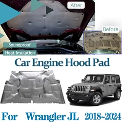 for Jeep Wrangler Accessories JL 2018~2024 Car Hood Sound Pads Soundproof Fireproof Covers Thermal insulation Car Accessories