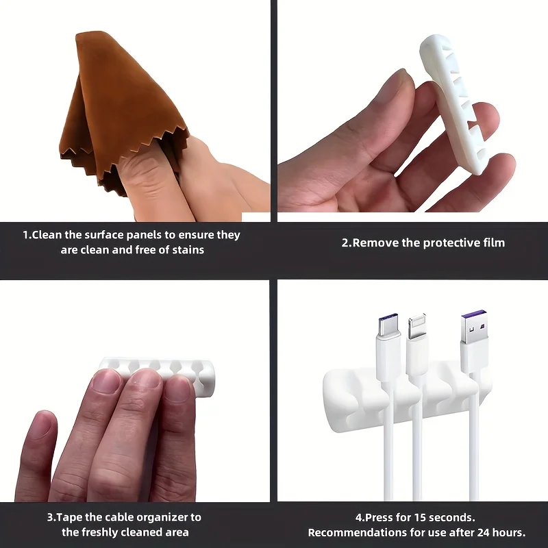 1pc 3/5Holes Self-Adhesive Cable Management Clips Available in Sets of a Versatile Cord Organizer Suitable for Desks, Homes