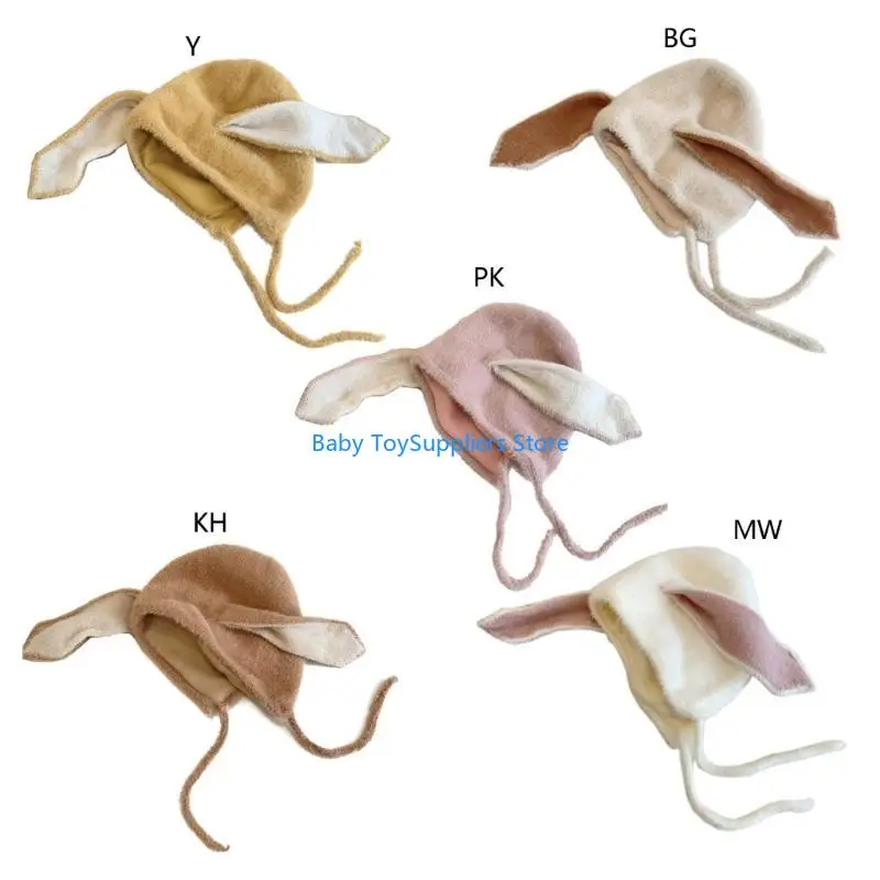 

R1WF Rabbit Earflap Hat Winter Warm for Newborns Perfect for Everyday Wear Gift
