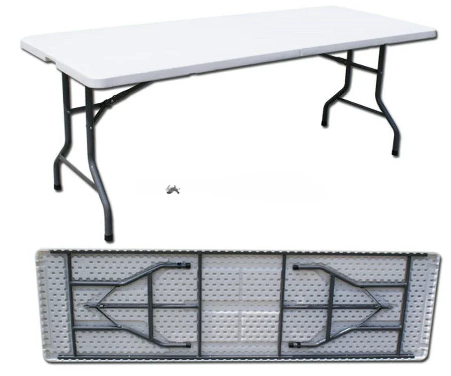 Mesa plegable de plástico/8 pies Regular 240 cm/mesa de banquete piquenique/plegable barato/mesa de Catering de metal/acampamento de ocio al aire libre