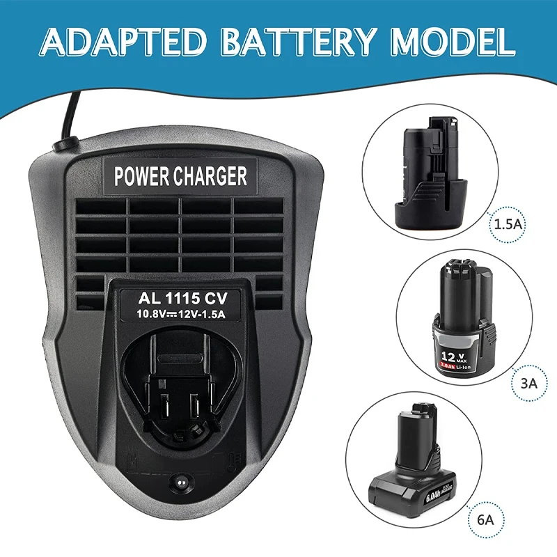 Li-ion Battery Charger for Bosch 10.8V 12V BAT411 BAT412A Lithium-ion Battery Replacement AL1115CV Charger for Bosch 10.8V/12V