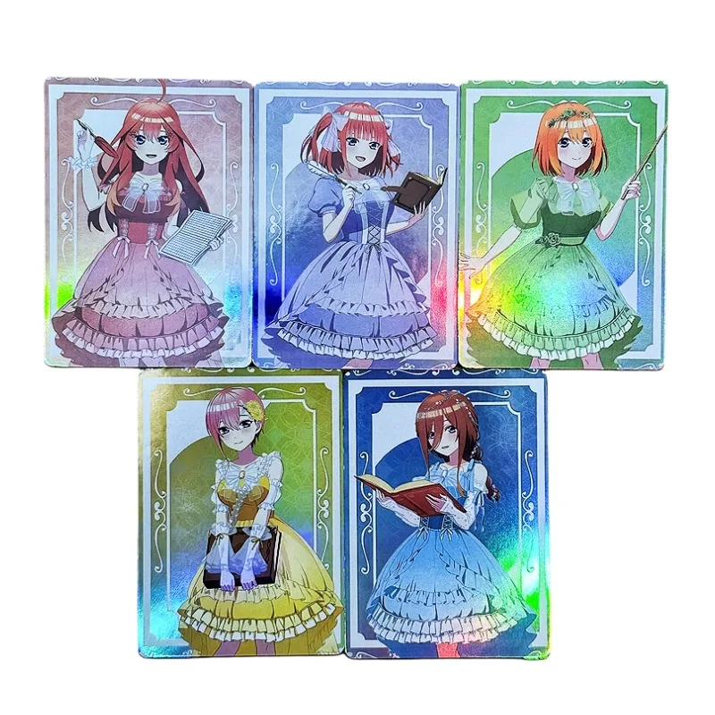 5pcs/set The Quintessential Quintuplets Nakano Miku Self Made Refraction Flash Card Anime Classics Game Collection Cards Toy