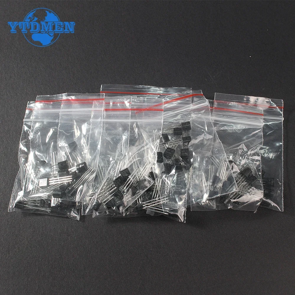 100pcs 10Values Triode Transistor TO-92 BC337 BC327 2N2222 2N2907 2N3904 2N3906 S8050 S8550 A1015 C1815 NPN PNP Transistors Kit