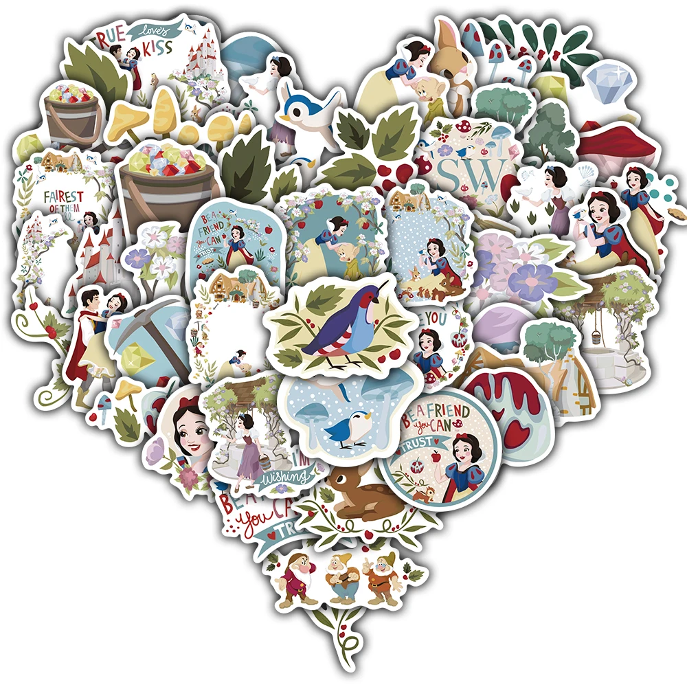 50pcs Disney Snow White Stickers Nostalgia Retro Fashion Luggage Skateboard Phone Waterproof Graffiti Laptop Dormitory Sticker