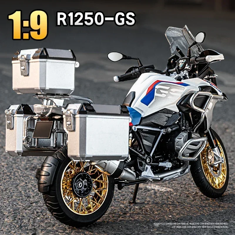 New 1:9 BMW R1250 GS ADV Alloy Die Cast Motorcycle Model Toy Vehicle Collection Sound and Light Off Road Autocycle Toys Car