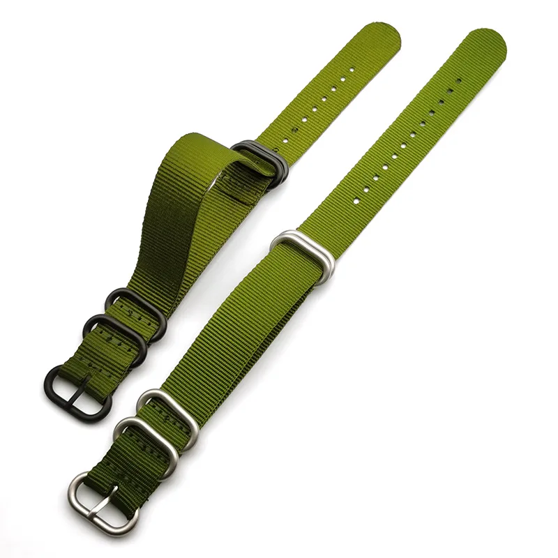 Uhrenarmband für Smartwatch, Uhr, Blau, Khaki, Grün, Schwarz, Armband, Ringschnalle, Nato-Nylon-Canvas-Band, 18/20/22 mm, 24 mm, Zubehör