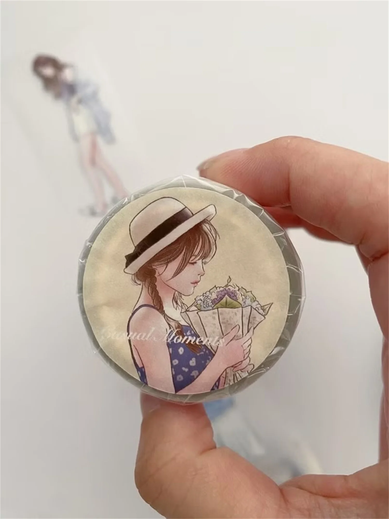 

Hairmo Studio Vintage Casual Moment Girl Washi PET Tape for Planner Card Making DIY Scrapbooking Decorative Sticker