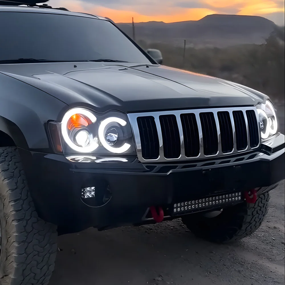

Передние лампы автомобиля для Jeep Grand Cherokee 2005-2007, автоматические светодиодные фары в сборе, обновление, высококачественные аксессуары для линз проектора