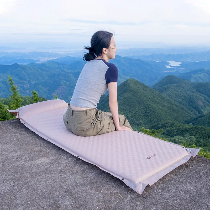 Outdoor Automatic Inflatable Mattress with Pillow Sleeping Mat Camping Mat Thickened Air Cushion Bed Tent Ground Mat Waterproof