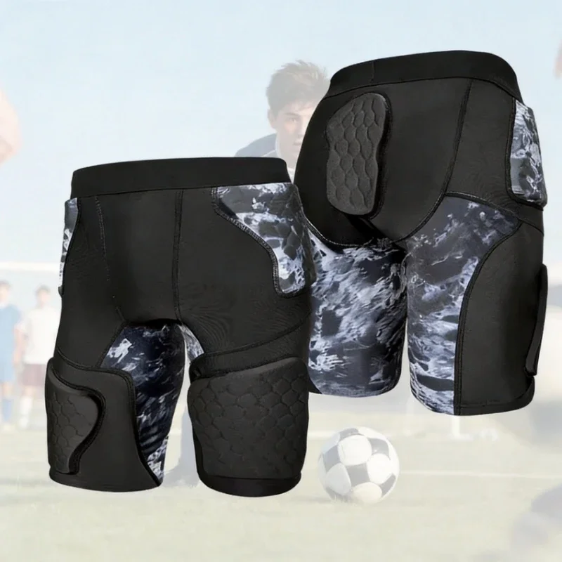 Men Comfortable High-Quality Padded Sports Shorts Hip Protection Compression Pants for Soccer Rugby Bike Moto Riding Motorbike