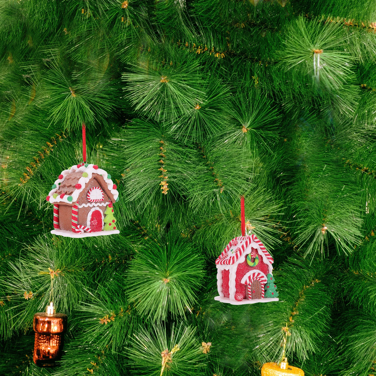 

3pcs Christmas Gingerbread House Decorations Mini Clay Hanging Ornaments For Xmas Tree Window Door Party Supplies Holiday