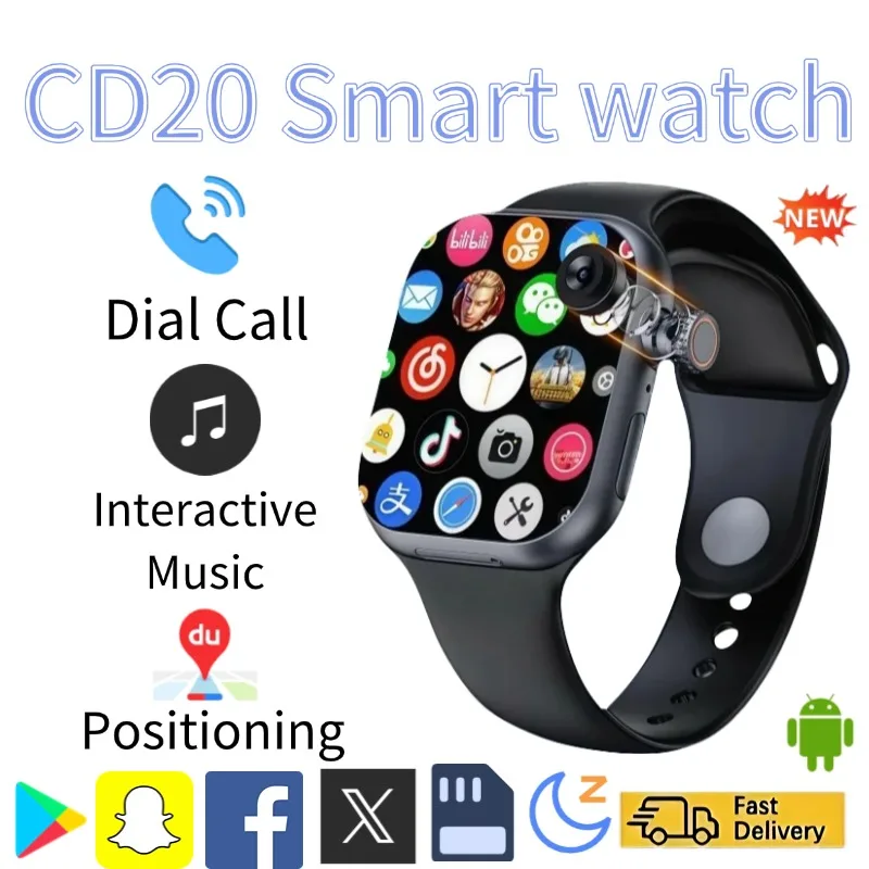 

Future 5G Smart Watch Global Edition 2.29 Inch AMOLED Screen 180 Degree Rotating Camera SIM Card WiFi GPS Video Call Support