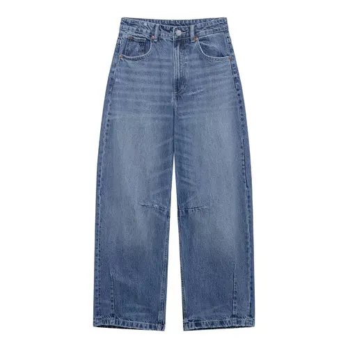 Imagen 2 del producto RARA Vaqueros de corte recto para mujer con diseño tradicional de cinco bolsillos y detalles cosidos para trajes casuales