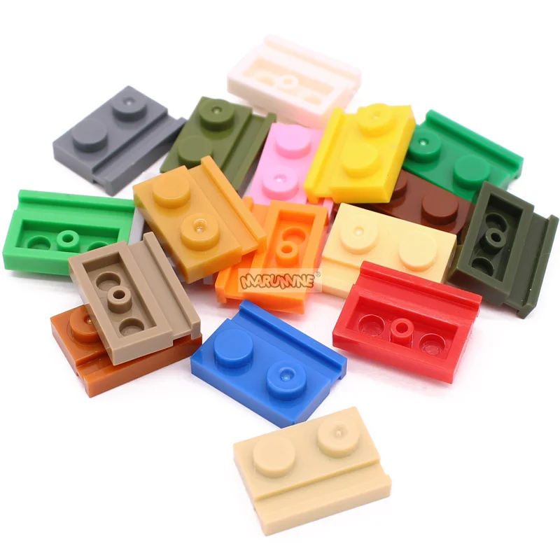 Marumine 50PCS Modified Plate 1x2 with Door Rail Idea MOC Brick 32028 Compatible Assembles Particles DIY Building Blocks Part