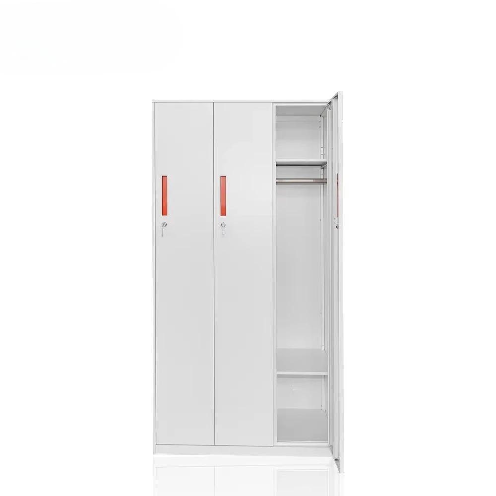 Simple modern wardrobe three-door children's design home steel wardrobe