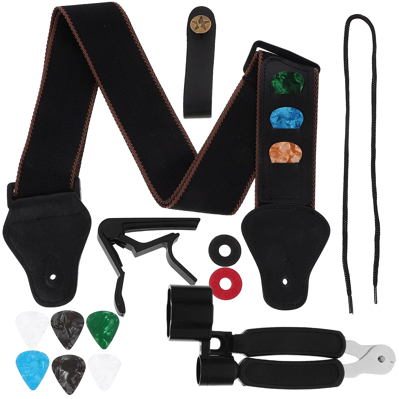 

Guitar Strap Set Sling Bass Belt Maintenance Kit Shoulder Portable Accessory Silica Gel