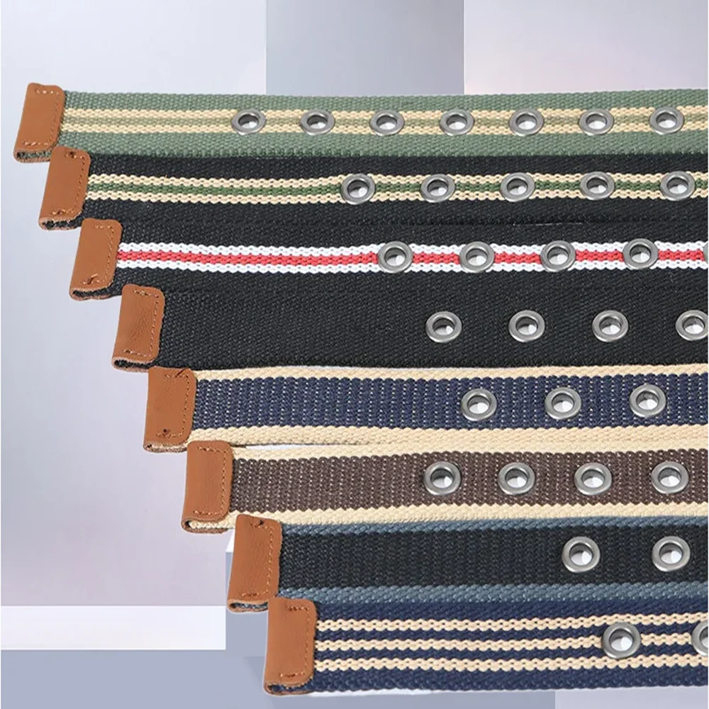 3,5 cm Neuer Stil Stiftschnalle Canvas-Gürtel Herren Damen Gewebter Gürtel Jungstudenten-Jeansgürtel für Herren Luxus-Designer-Markengürtel – Detail 2