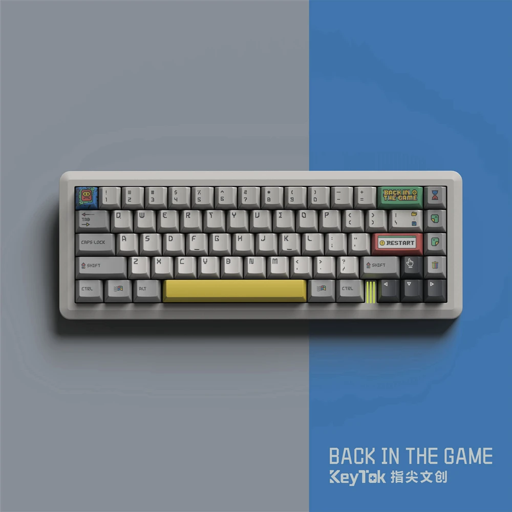 Imagem -03 - Keytok Back in The Game Time Version Cereja Perfil Dye Sub Keycap Definir Pbt Grosso para Teclado 87 Tkl 104 Ansi Bm60 Csctc75 Bm65