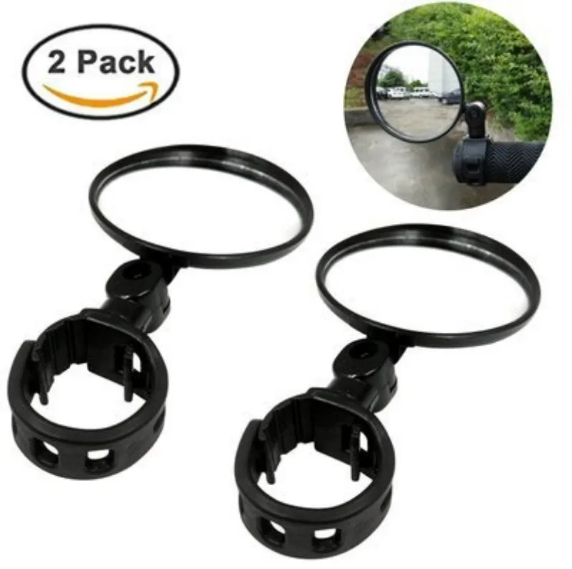 2Pcs  Bike Handlebar Rear View Mirror 360° Adjustable Wide‑Angle Convex Glass Mirror Quick Clamp for E‑Bike Scooter