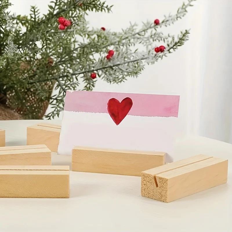 10 stücke Karten halter Holz rutsch feste Tisch nummer Inhaber rustikale Mini Memo Karte Tisch Stand Desktop-Dekoration für Hochzeit Geburtstag – Detail 2