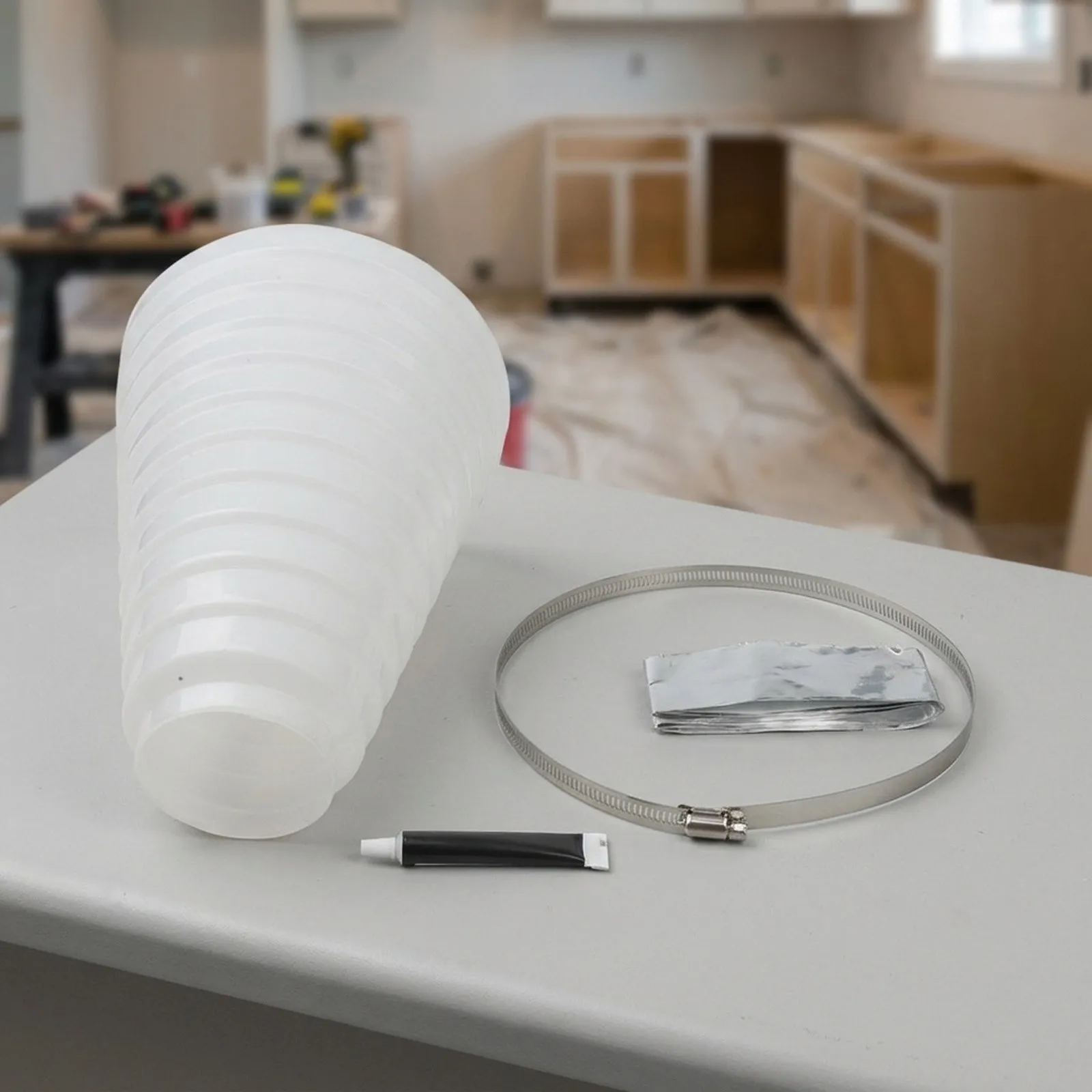 Duct Reducer Adapter for Range Hood Applications Featuring ABS Material Construction and Hardware for Secure Mounting